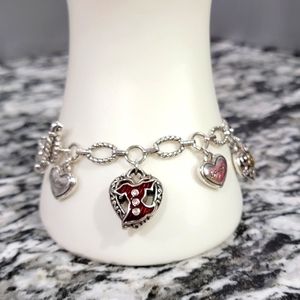 BRIGHTON RETIRED RED HEART AWARENESS ❤️ 9 CHARM BRACELET CONVERTIBLE …NWOT